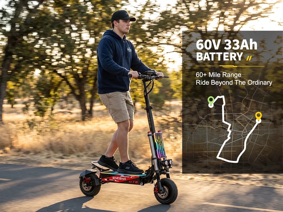 ONECNA NEW GT8PRO 大人用電動スクーター、5 - 60V 5600W Dual Motor Electric Scooter のレビューと価格